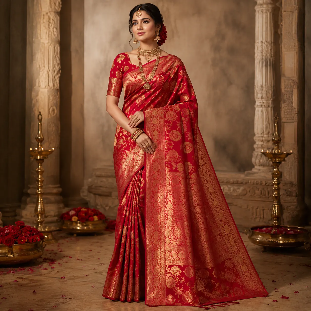 Crimson Bridal Silk
