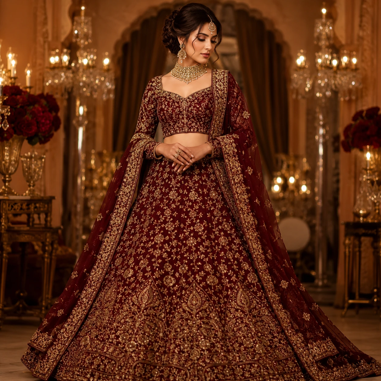 Maroon Zardozi