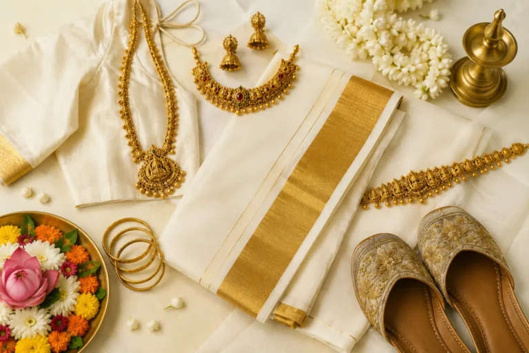 How to Accessorize Your Onam Saree: Jewellery, Flowers & Footwear
