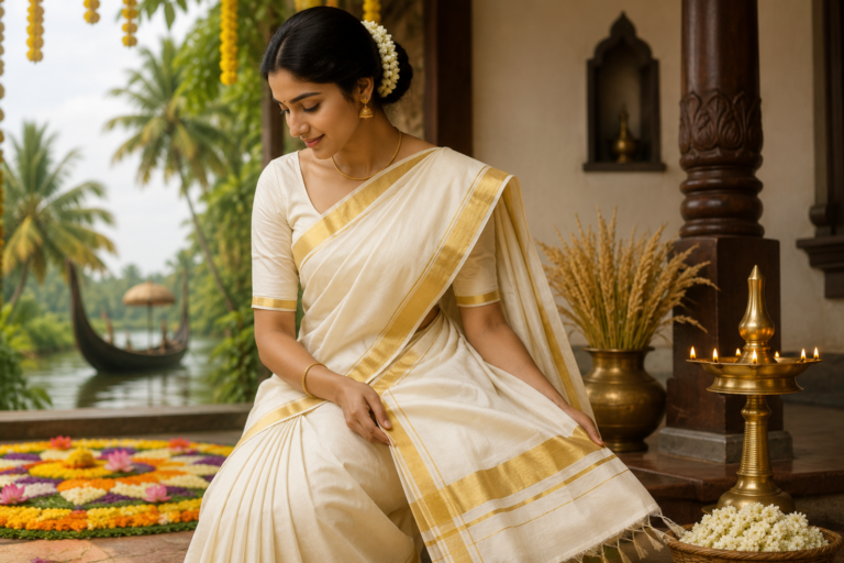 What Is a Kasavu Saree? History, Meaning & Why It Defines Onam