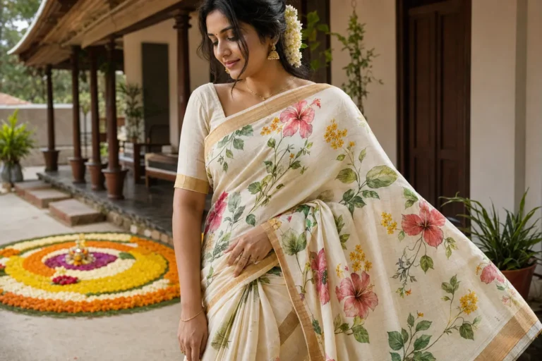Floral Printed Sarees for Onam 2026: Patterns, Fabrics & Styling Guide